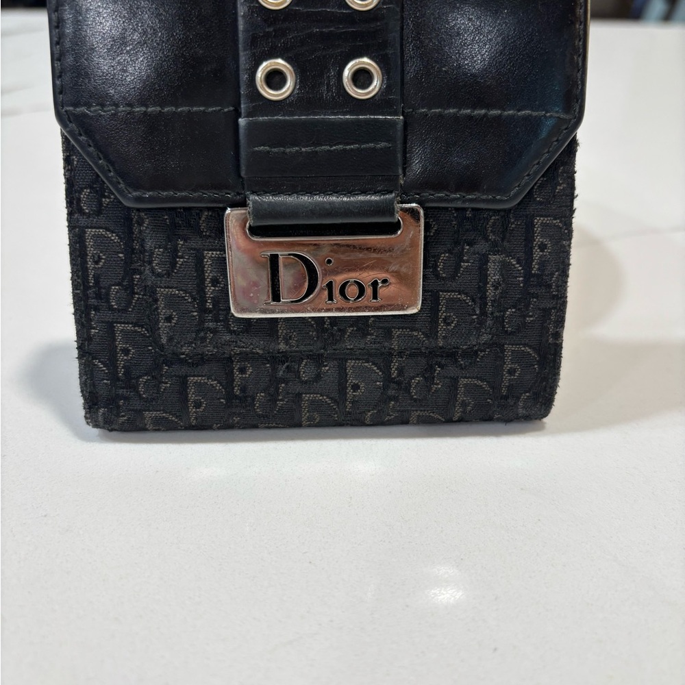 Dior Black Quilted Wallet with Silver Hardware